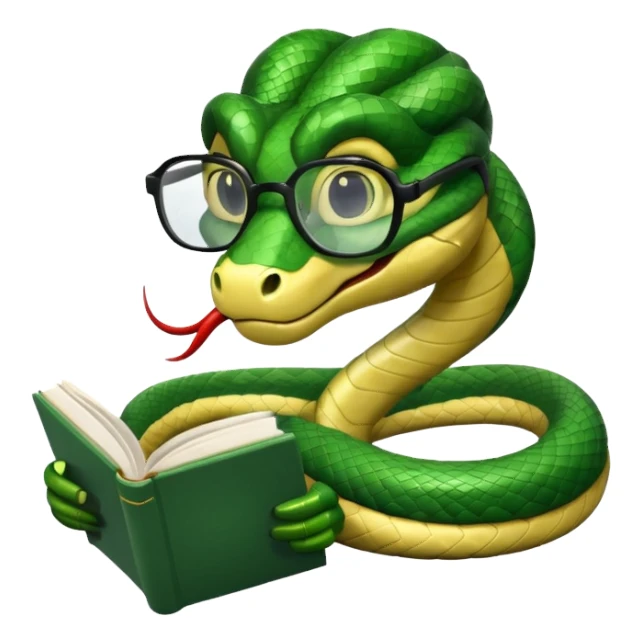 kitap okuyan gözlüklü yılan sticker