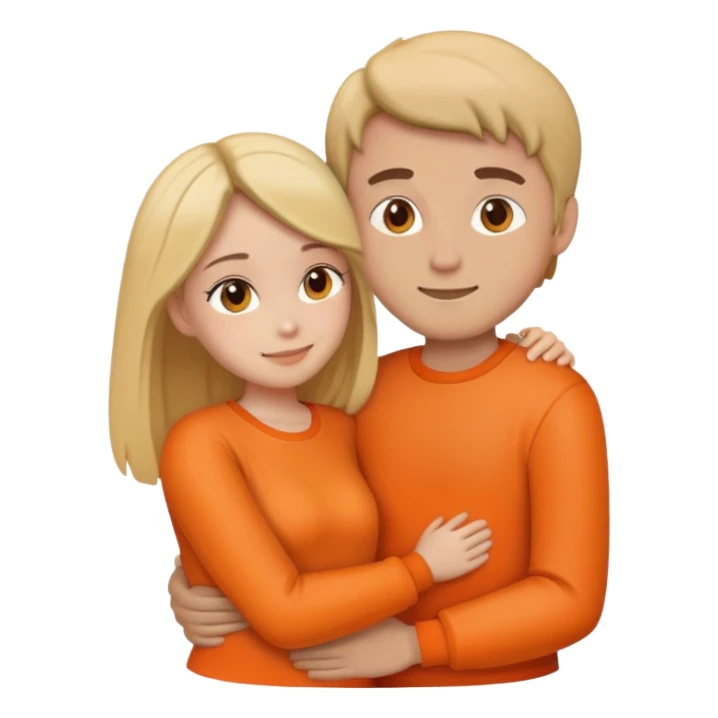 Couple hugging orange sticker