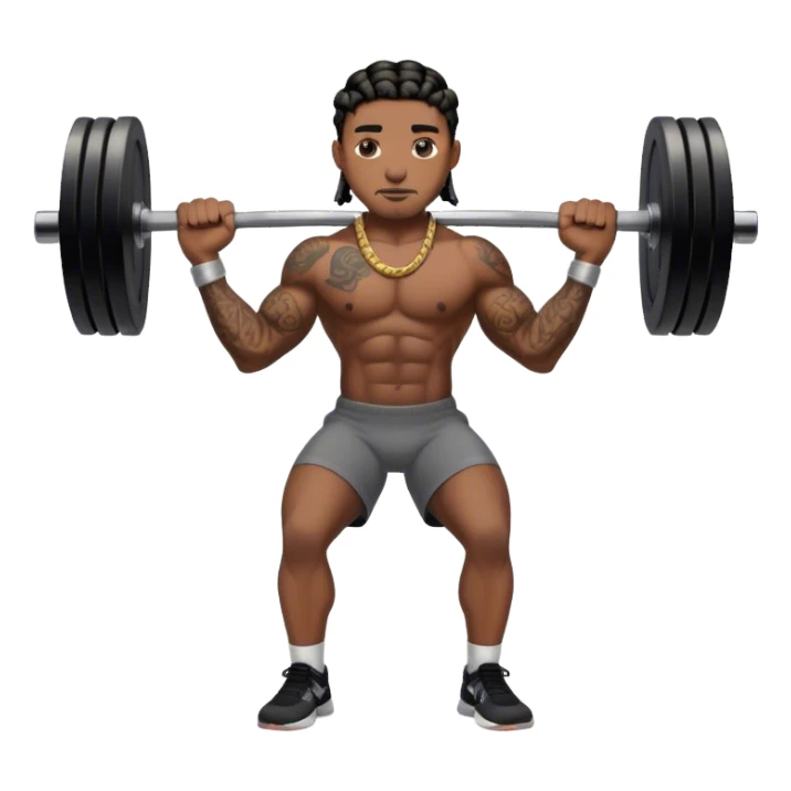 Buff black man with short braids and tattoos lifting weights sticker