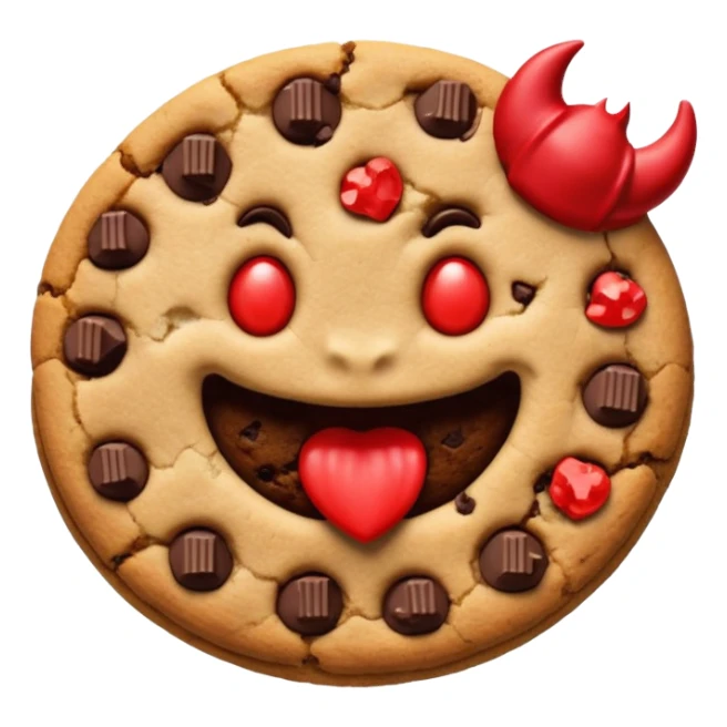 Bitten cookie + devil emoji sticker
