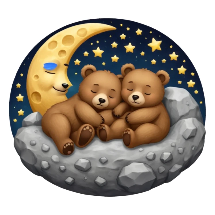 two bears sleeping together on the moon sticker