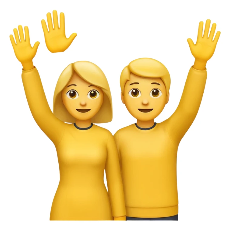 two figures from behind waving emoji style sticker