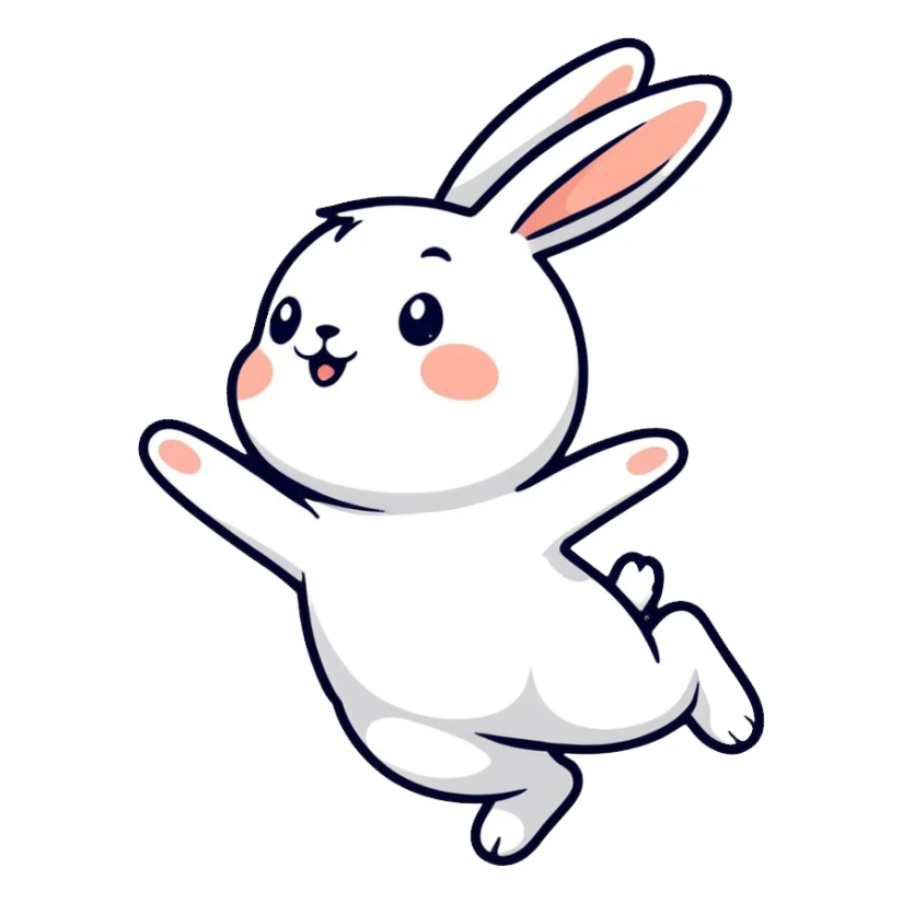 happy joyful jumping bunny sticker