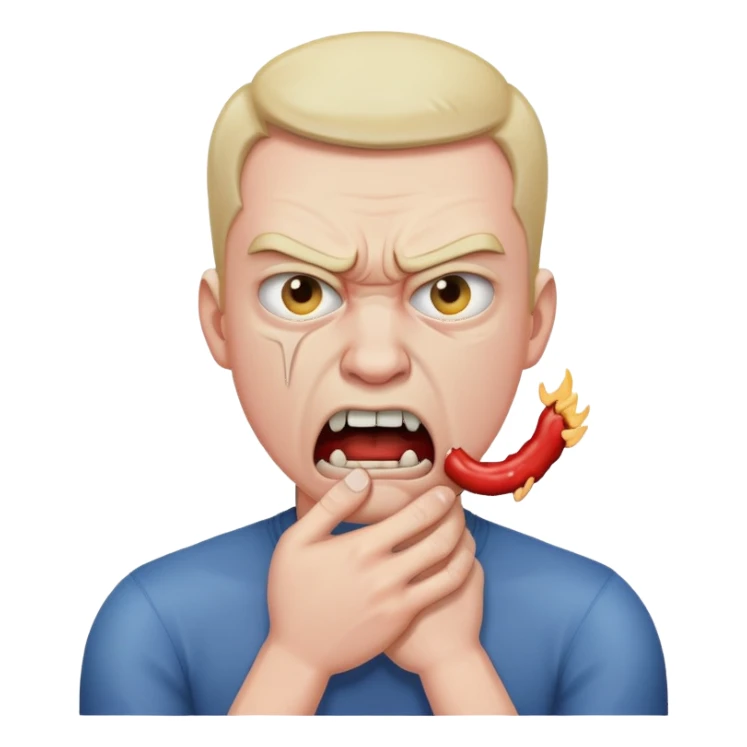 angry man choking himself sticker