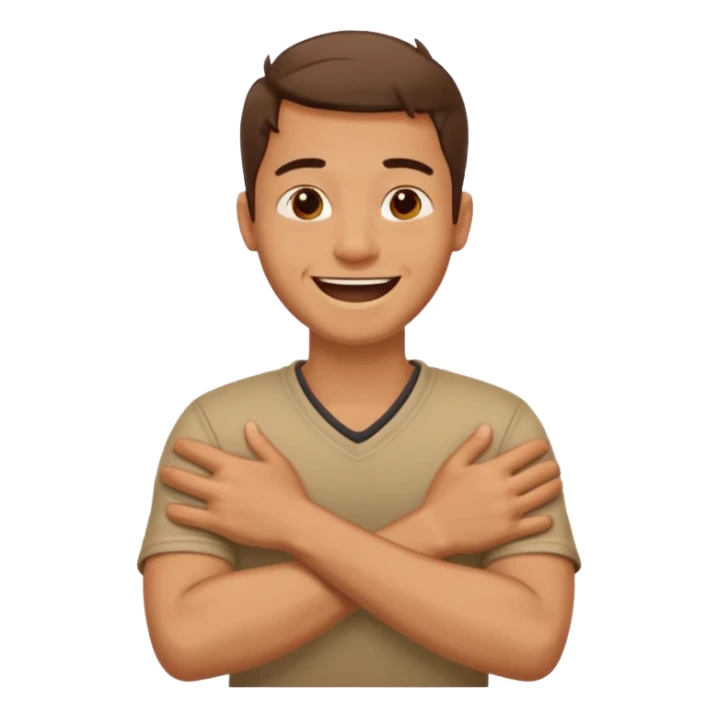 Arms crossed holding neck laughing guy sticker