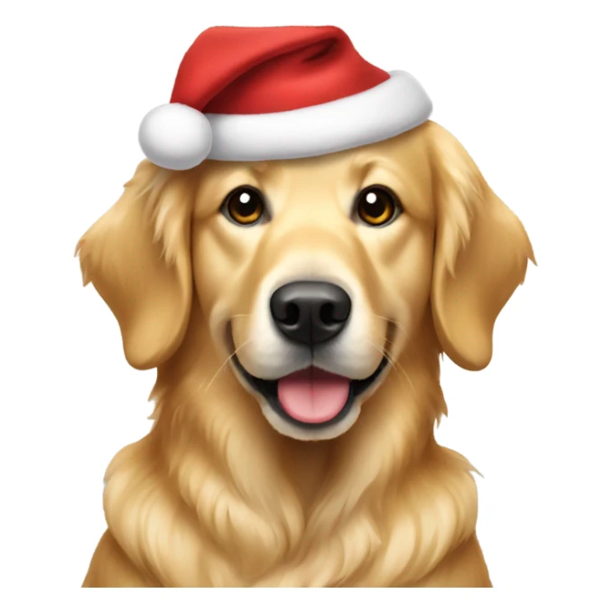 Golden retriever dressed up like Santa sticker