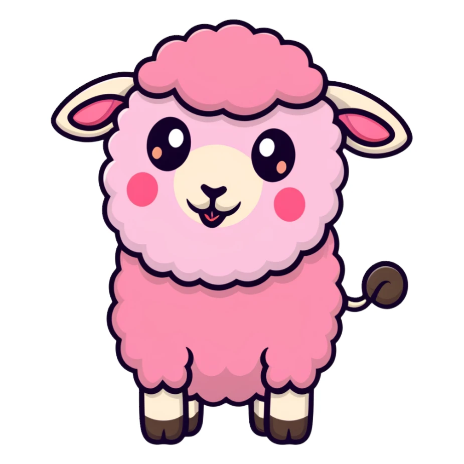 pink sheep with tongue out sticker