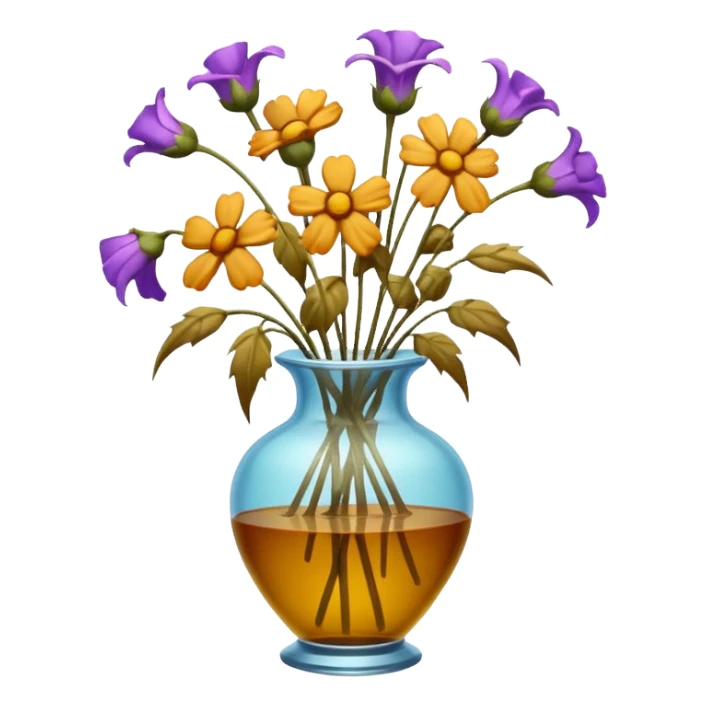 dead wilted flowers hanging in a vase sticker