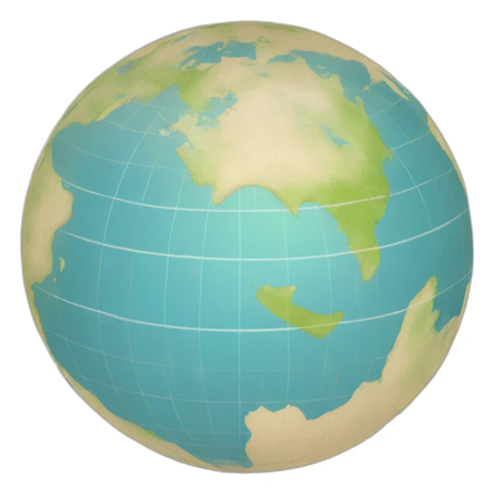 Wind rose with N,S,W,E. On the globe map sticker