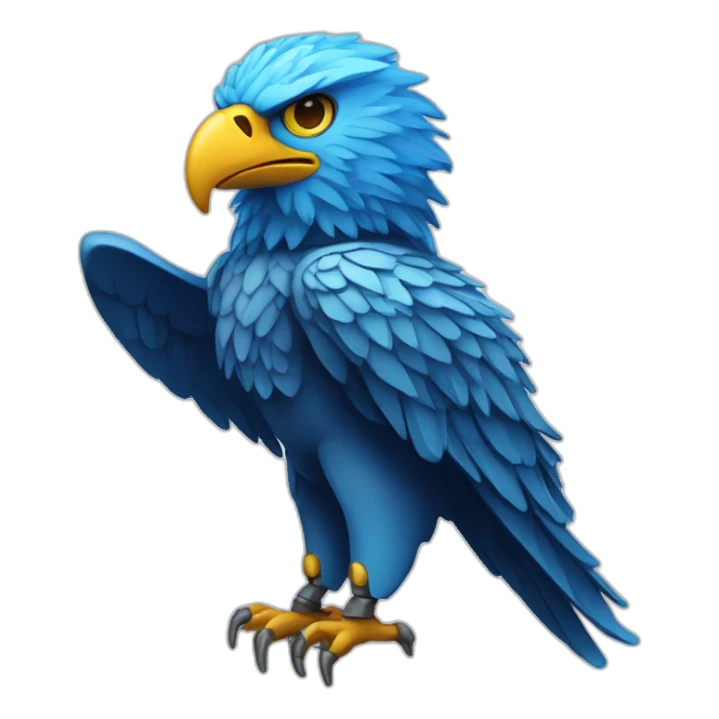 futuristic anthropomorphic blue eagle sticker