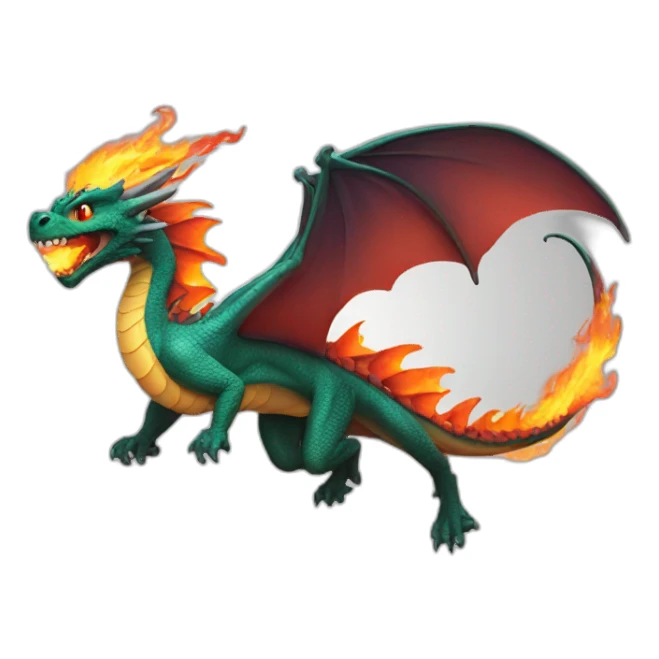 dragon flying with fire in tail sticker