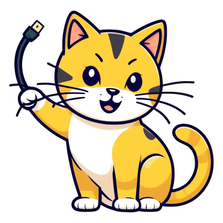 Golden cat biting wires ￼ sticker