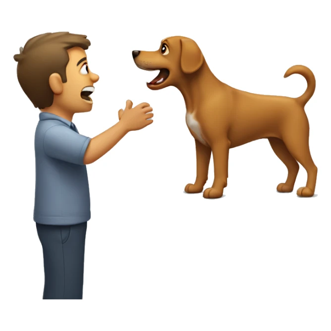 Dog barking at man sticker