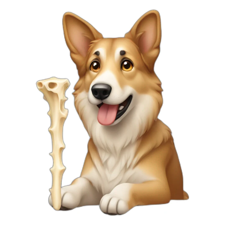 gernam shepherd  eating bone  sticker