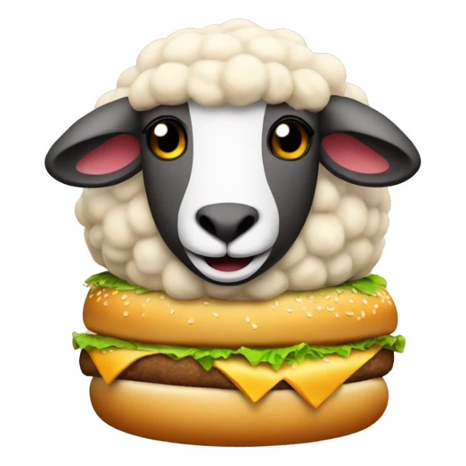 a sheep in a giant cheeseburger sticker