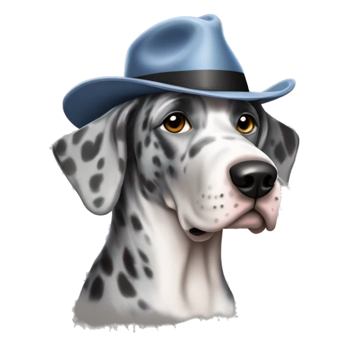Blue Merle Great dane wearing fedora  sticker