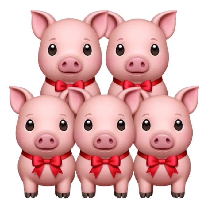 6 pigs with ribbons sticker