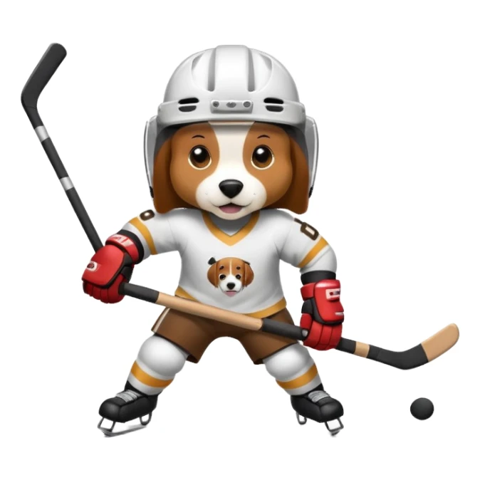 A beagle playing hockey sticker