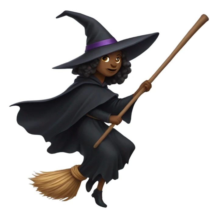 Witch riding broom sticker