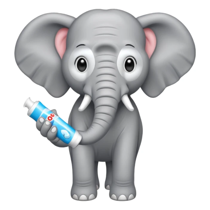 elephant with a tube of toothpaste sticker