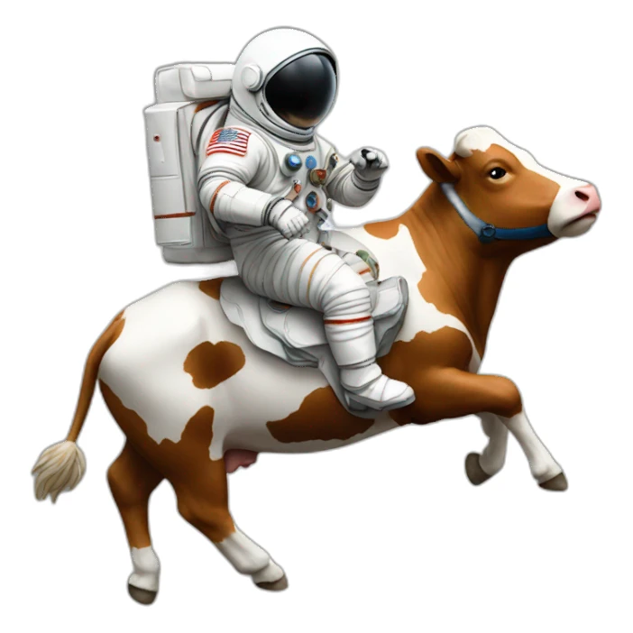 astronaut riding on cow sticker