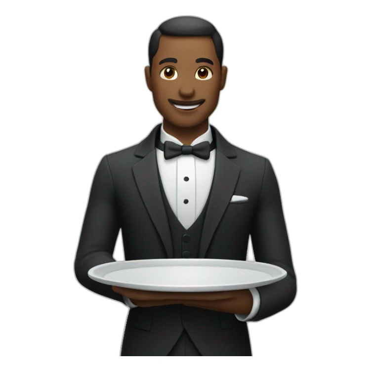 butler with arm out holding tray sticker