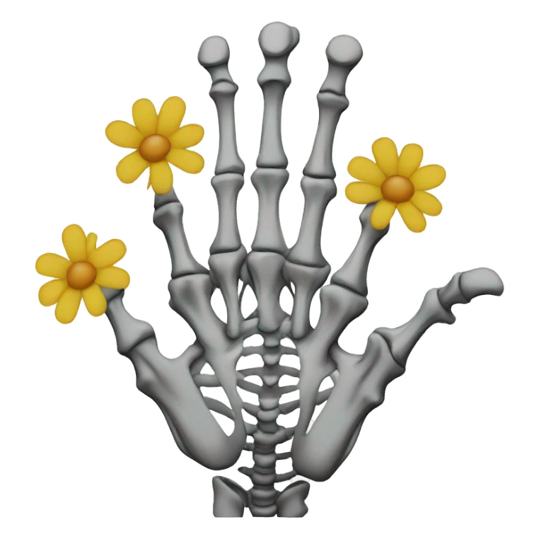 Skeleton hand holding flower outline sticker