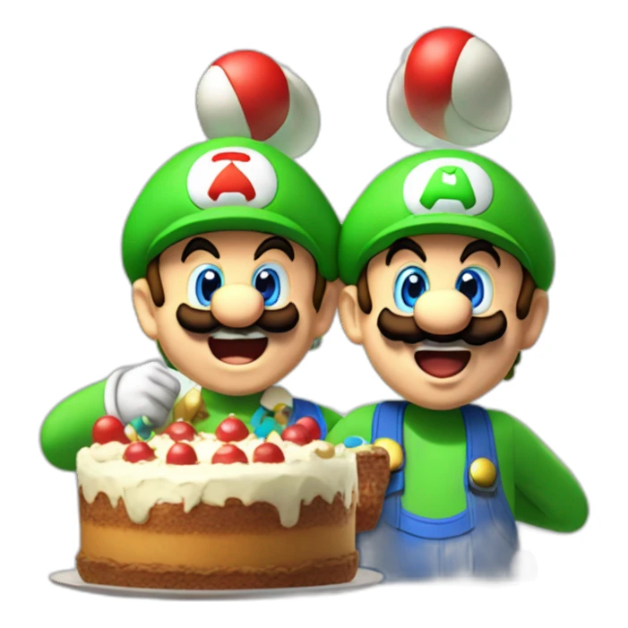 Mario and luigi cheering a cake sticker