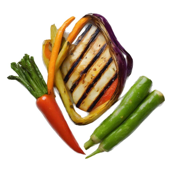 Grilled vegetables served on a white plate  sticker