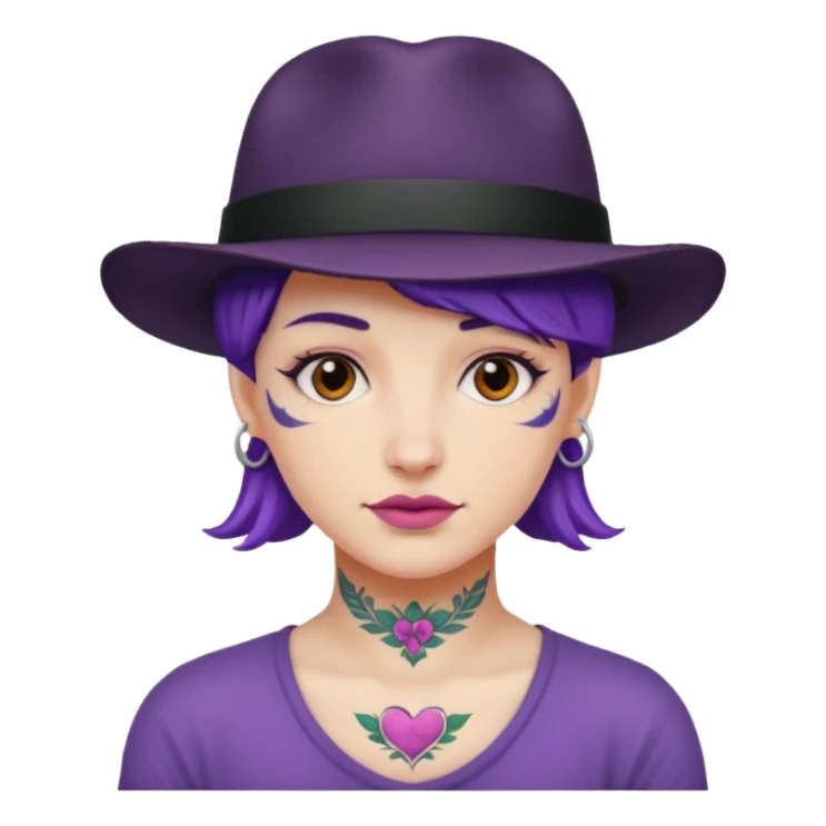 hat and purple tattoo sticker