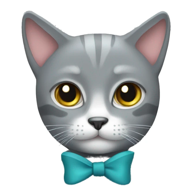 Grey cat with bow sticker