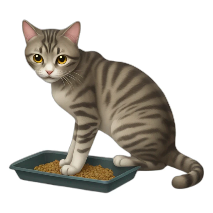 cat eating its litter sticker