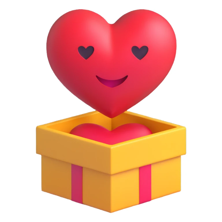 heart inside a box, 3D emoji style sticker