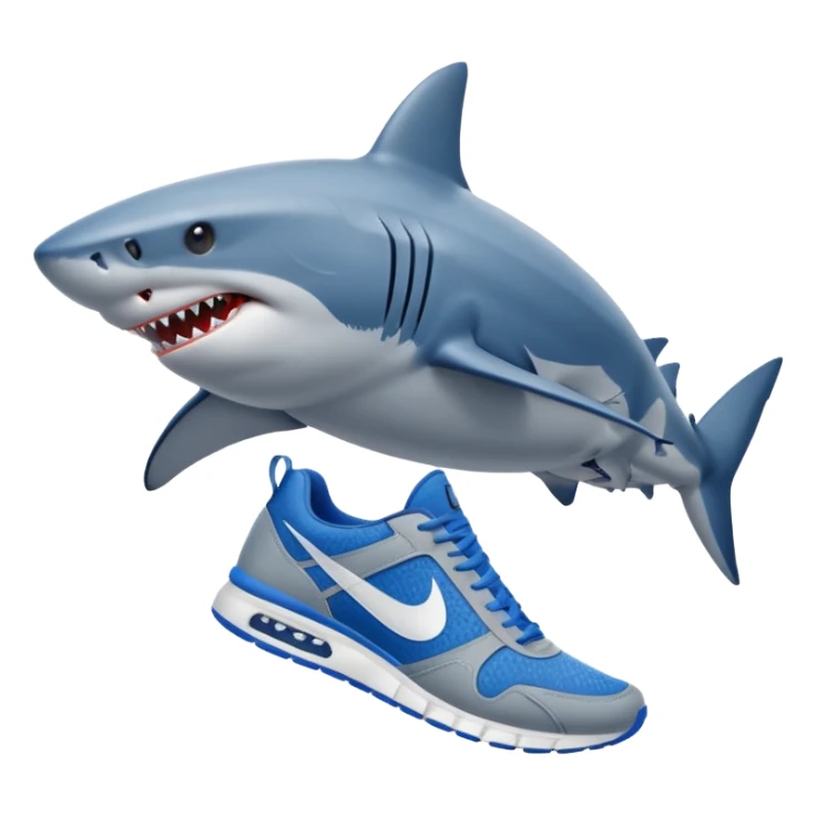 Shark with blue nike shoes on his legs sticker