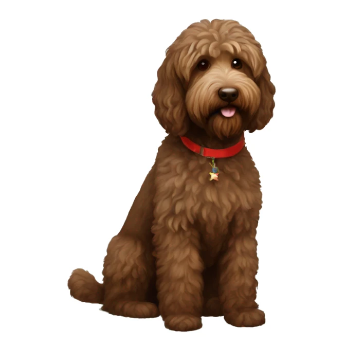 Brown labradoodle with xmass balls sticker