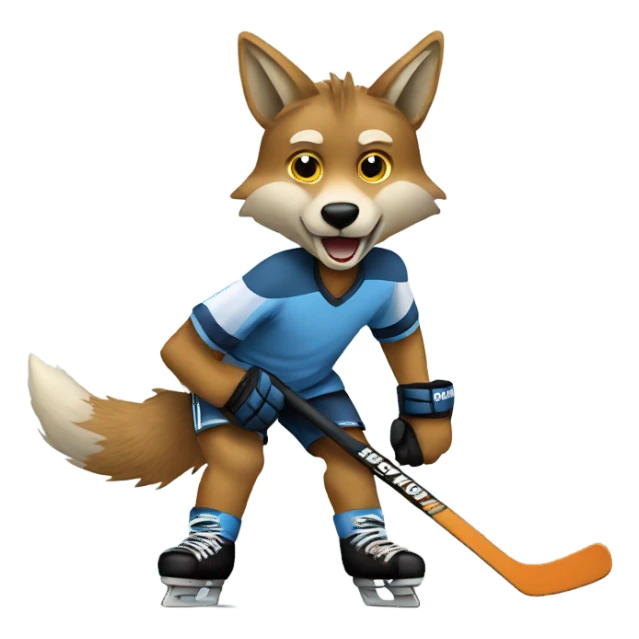 coyote playing hockey sticker