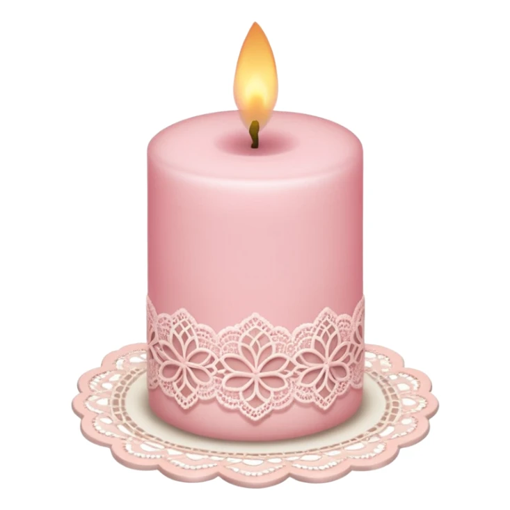 make a candle with a light pink lace sticker