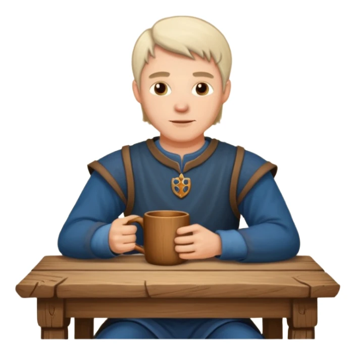 medieval white man sitting next to a table sticker