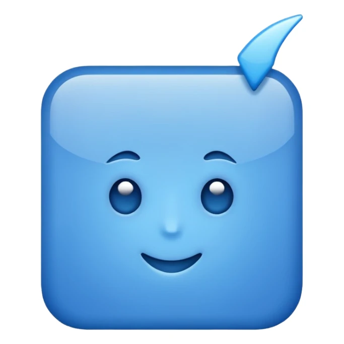 Blue square with a white tick sticker