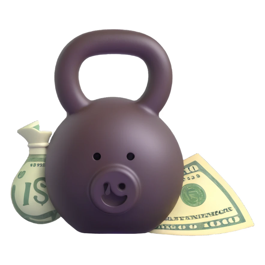 3d emoji style kettlebell and money sticker