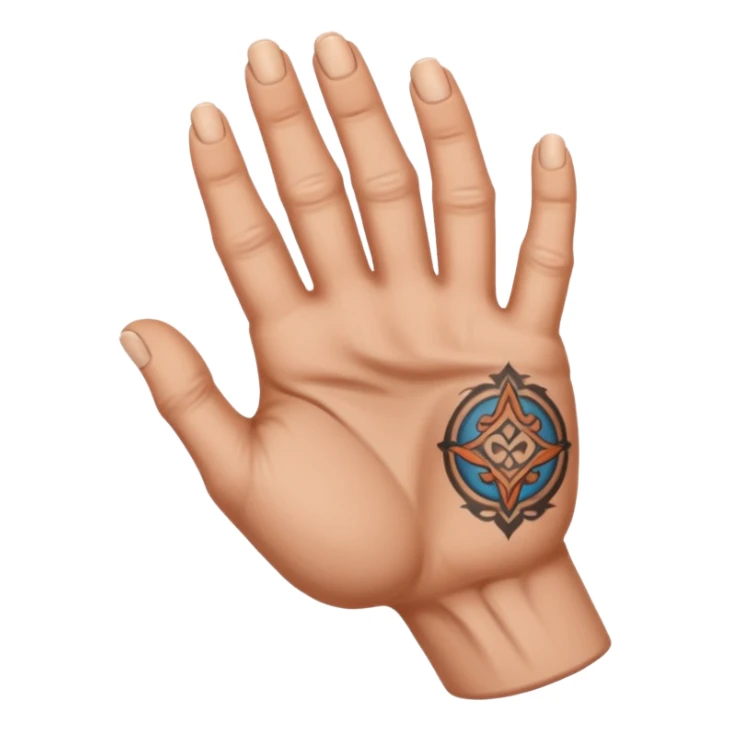 hand muscle that has a tattoo on it sticker