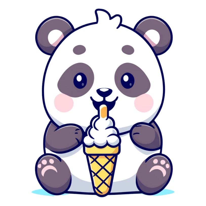 Panda eating ice cream sticker