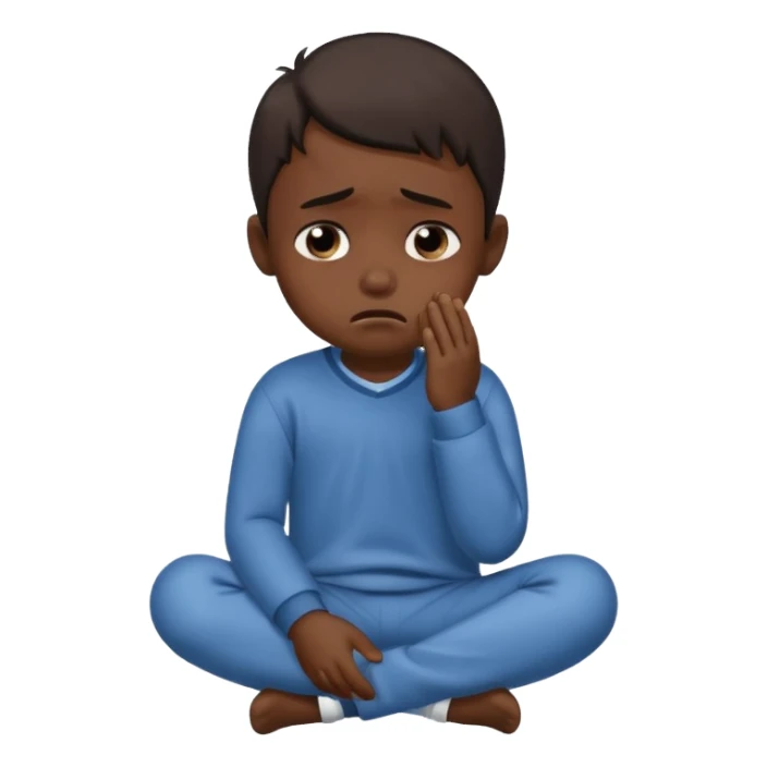 Dark Skin child boy crying full body sticker