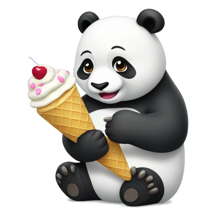 Panda eating ice cream sticker