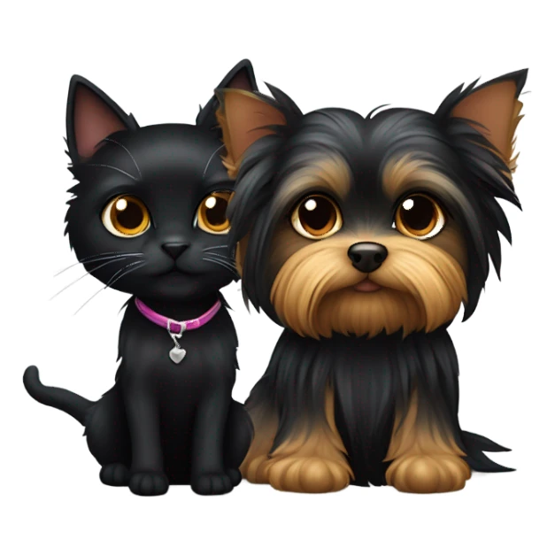 yorkie and black cat sticker