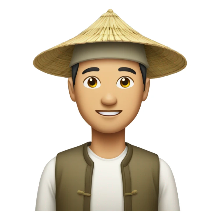chinese man wearing rice paddy hat sticker