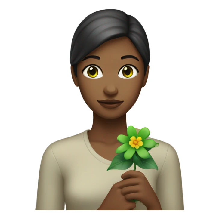 Green Eyed model with Flower sticker