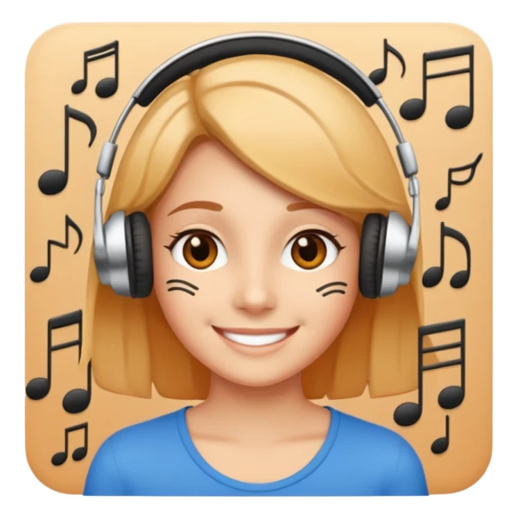 smiling face with audiobook and music notes sticker