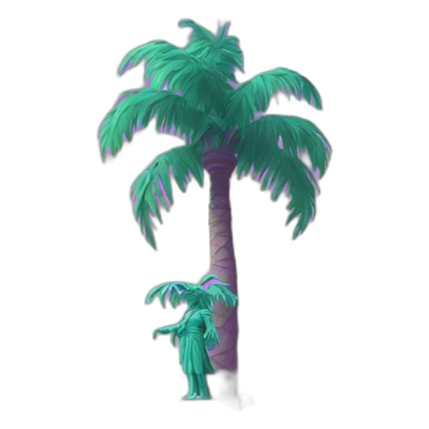 vaporwave palm tree and statue sticker