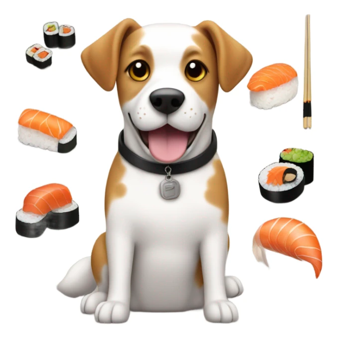 Dog eating sushi  sticker